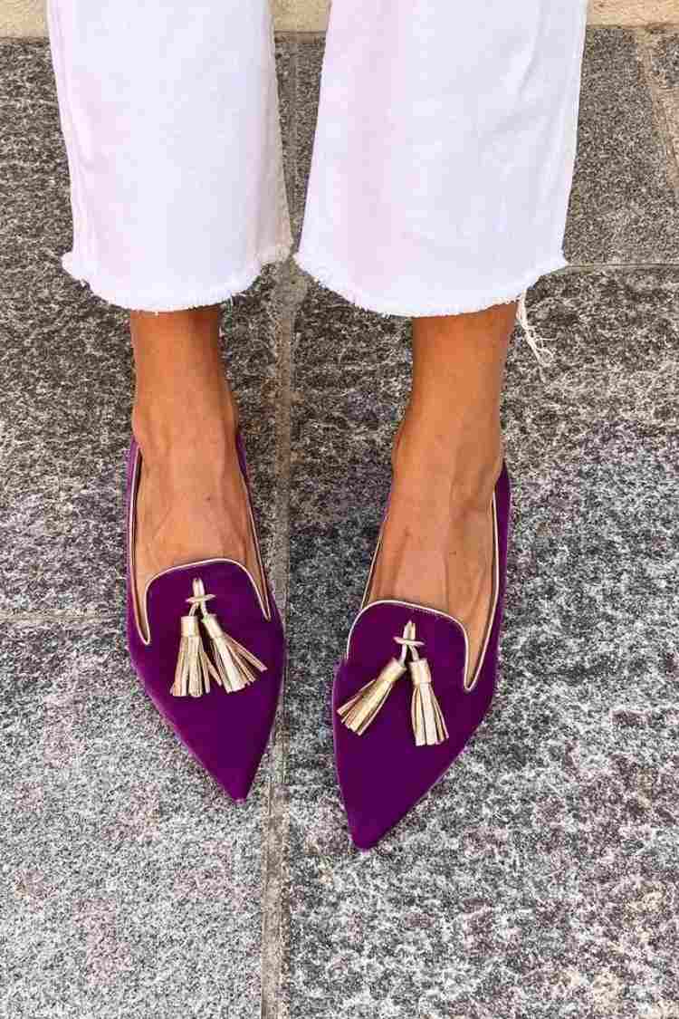 Abigail | Pointed Suede-Look Tassel Loafers