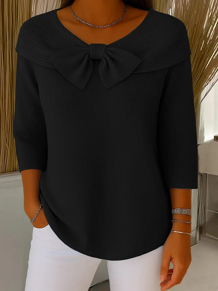 Ada | Bow Neck Ribbed Jumper, colour Black