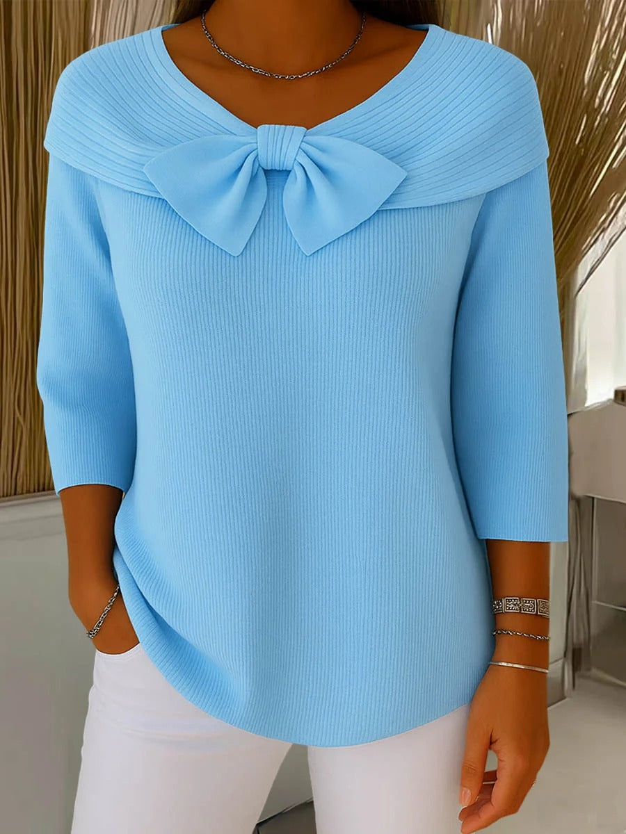 Ada | Bow Neck Ribbed Jumper
