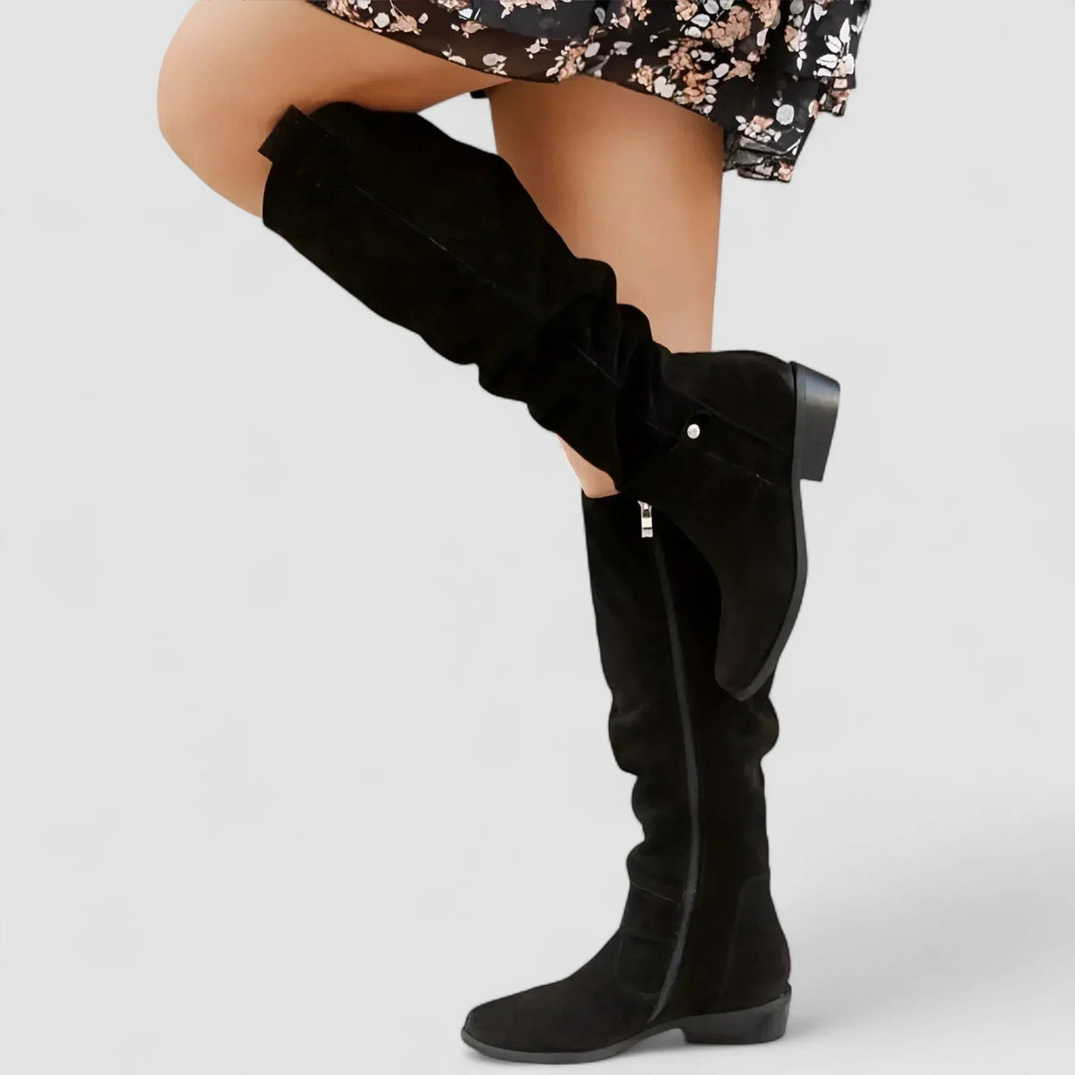 Allegra | Slouch Suede-Look Knee-High Boots, colour Black
