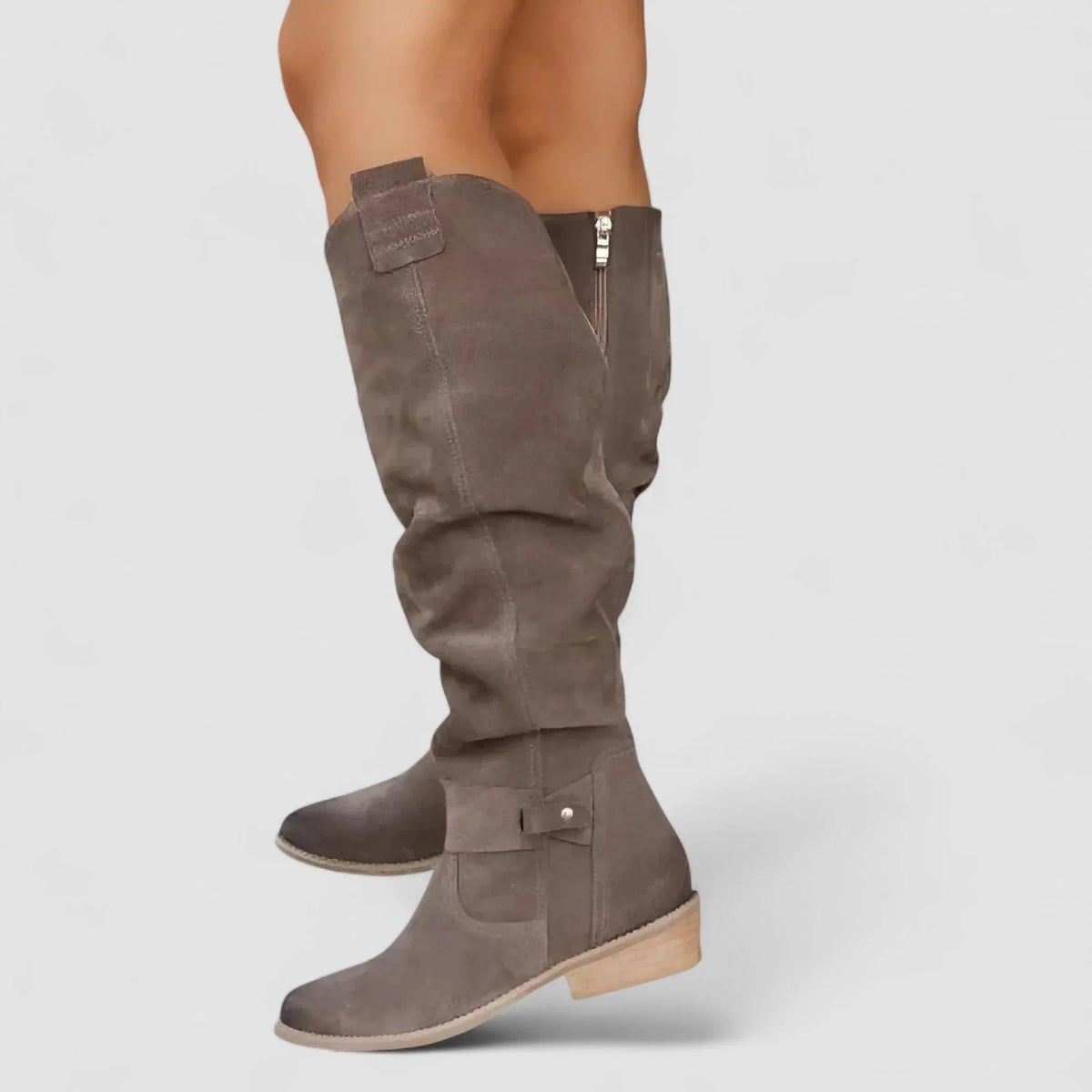 Allegra | Slouch Suede-Look Knee-High Boots, colour Taupe