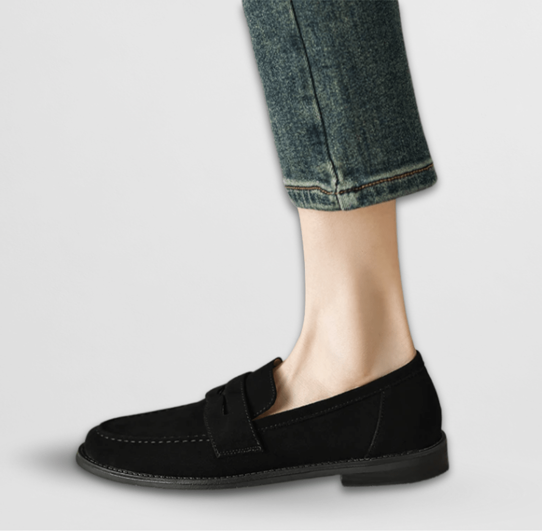 Alys | Suede-Finish Penny Loafers, colour Black