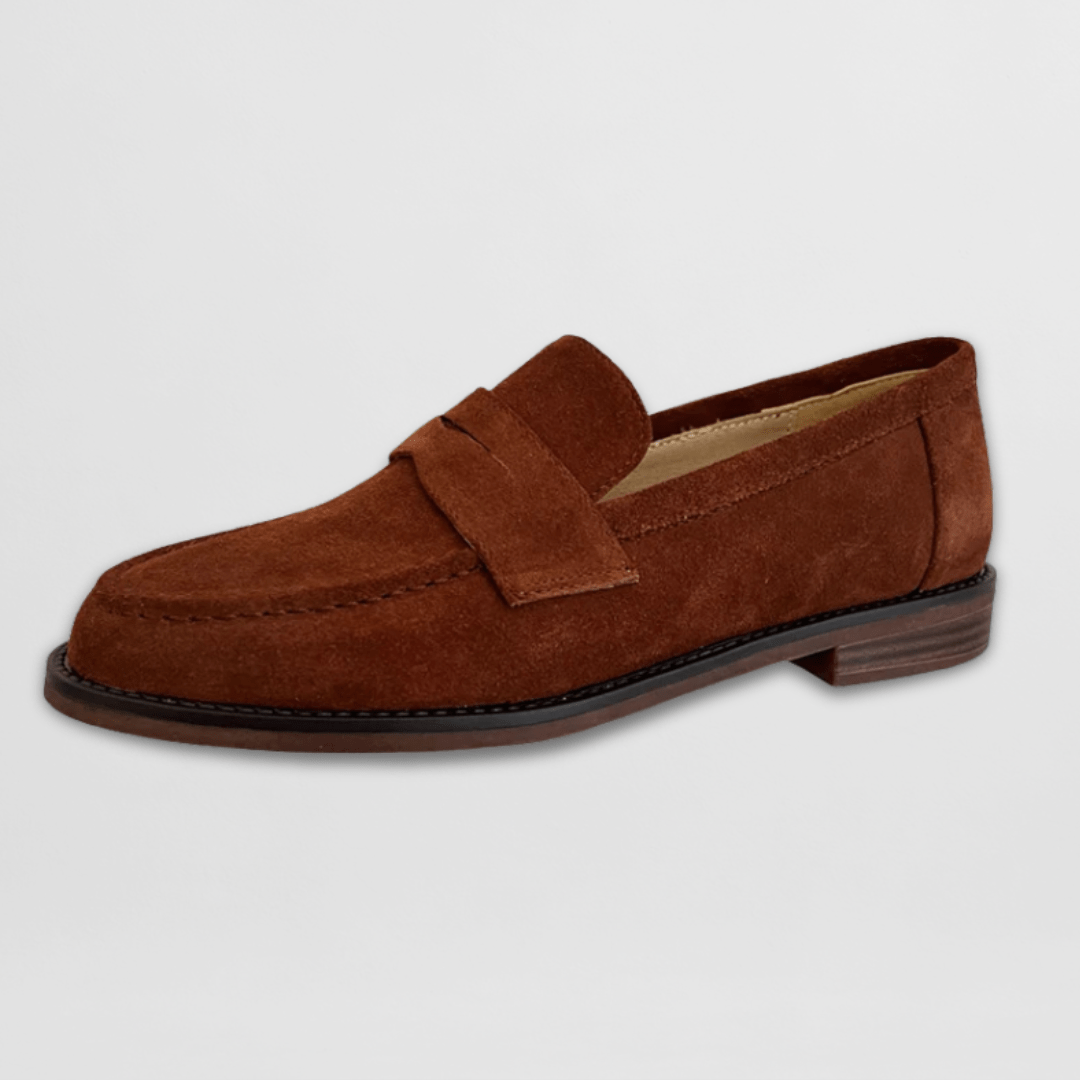 Alys | Suede-Finish Penny Loafers, colour Red Brown