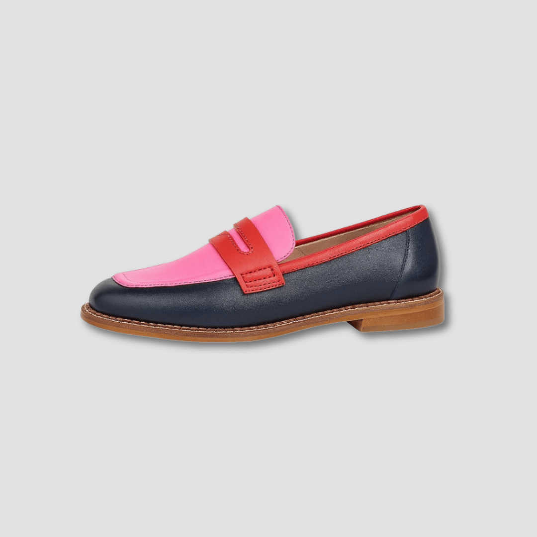 Amabel | Colour-Block Penny Loafers, colour Navy Pink
