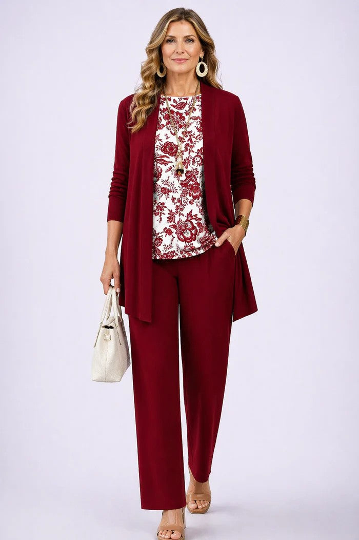 Anna | Printed Three-Piece Set, colour White and Red