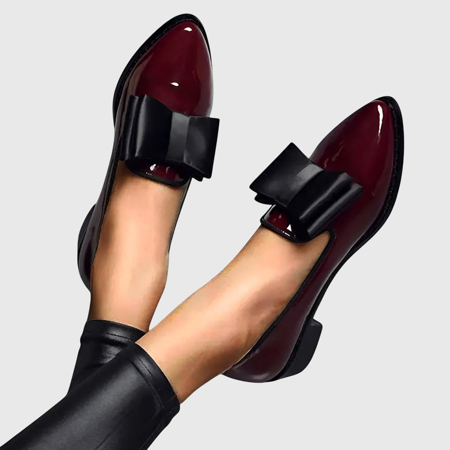 Anya | Pointed Patent Bow Flats