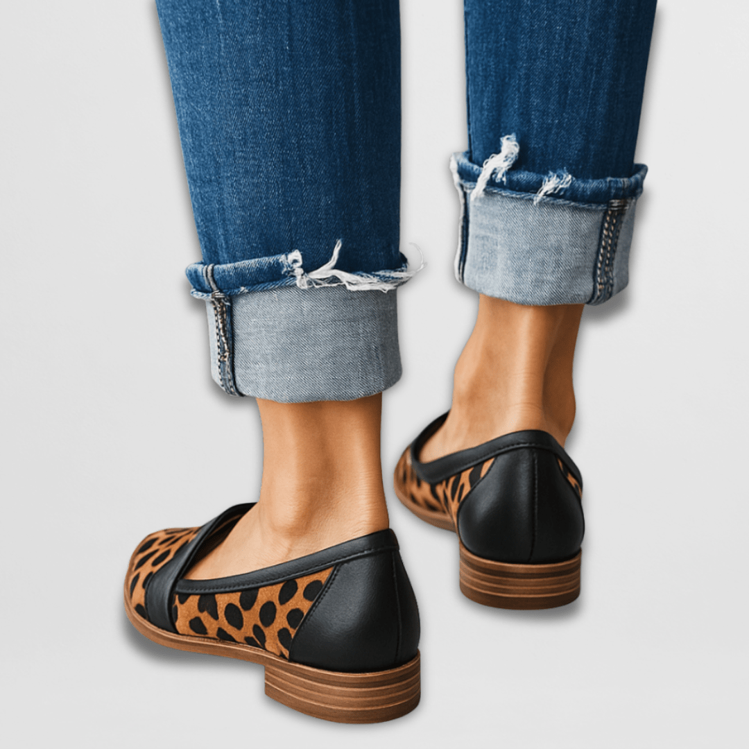 Ariadne | Pointed Suede-Finish Loafers, colour Leopard