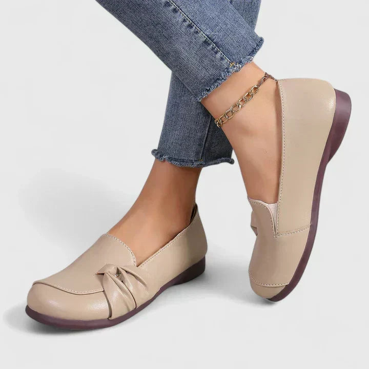 Aurelia | Knot Detail Comfort Flats, colour Beige