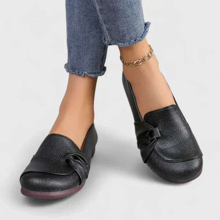 Aurelia | Knot Detail Comfort Flats, colour Black