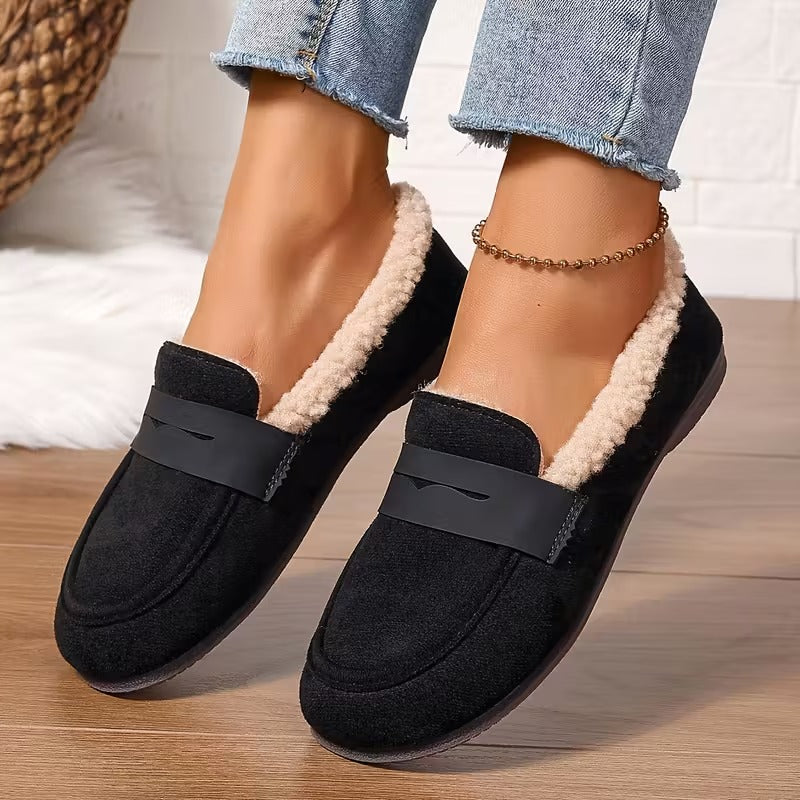 Belinda | Fleece-Lined Penny Loafers, colour Black