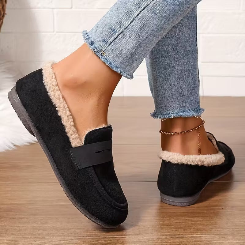 Belinda | Fleece-Lined Penny Loafers, colour Black