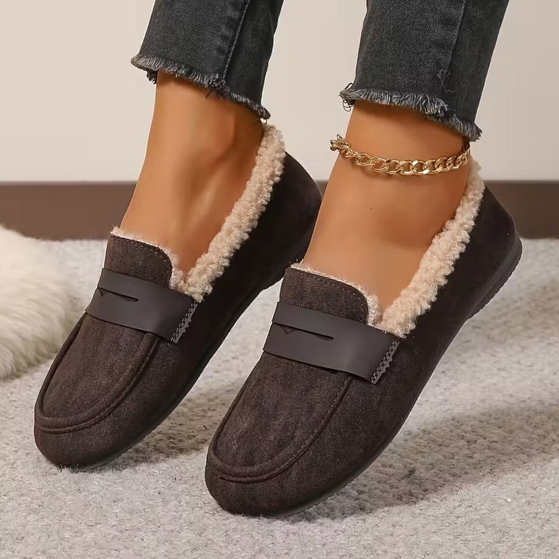 Belinda | Fleece-Lined Penny Loafers, colour Brown
