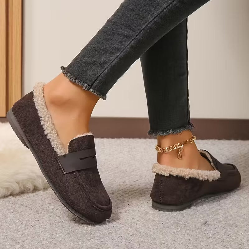 Belinda | Fleece-Lined Penny Loafers, colour Brown