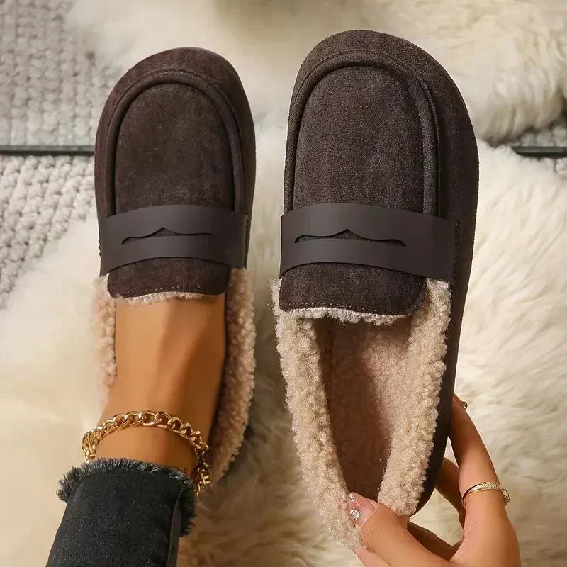Belinda | Fleece-Lined Penny Loafers, colour Brown