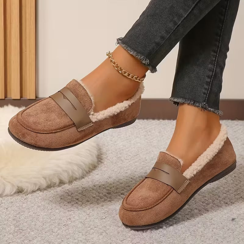 Belinda | Fleece-Lined Penny Loafers, colour Coffee