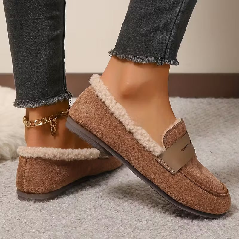 Belinda | Fleece-Lined Penny Loafers, colour Coffee