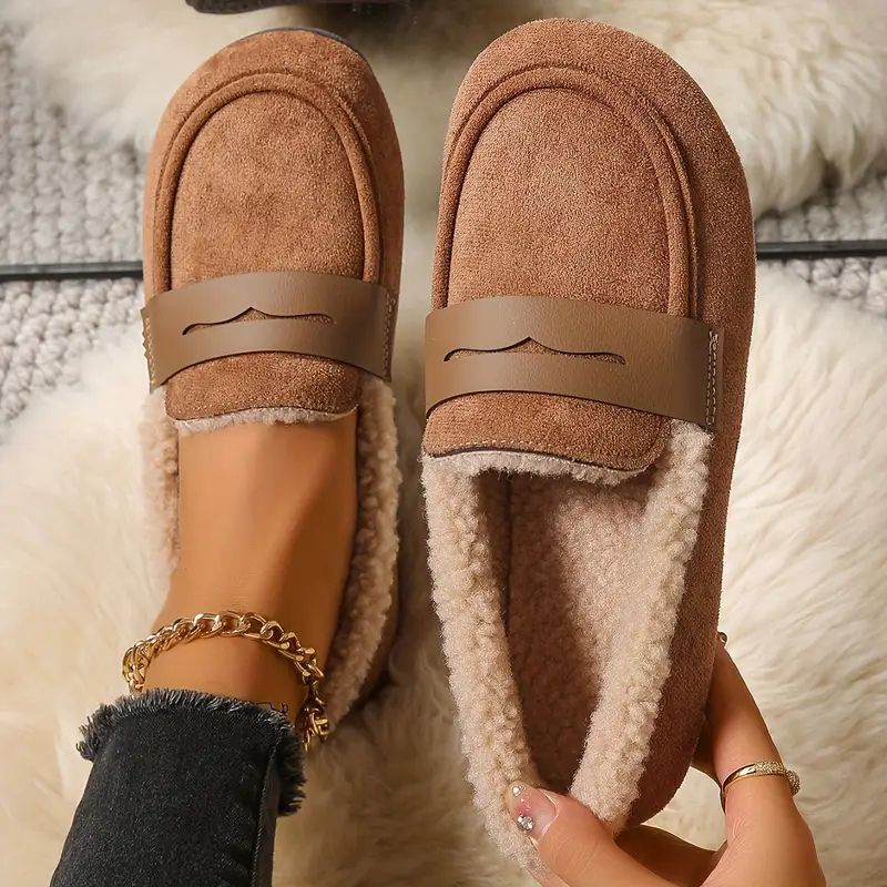 Belinda | Fleece-Lined Penny Loafers, colour Coffee
