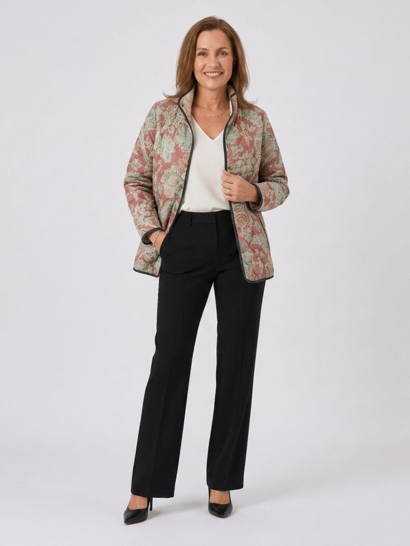 Bernadette | Terracotta Damask Quilted Jacket, colour Terracotta