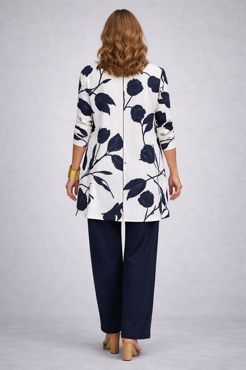 Bertha | Navy Tulip Print Three-Piece Set, colour Blue and White