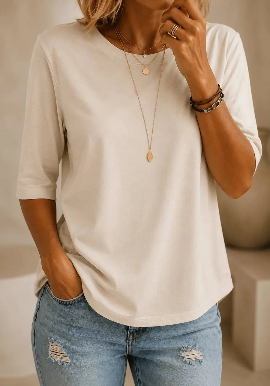 Betty | Beige Round Neck Tee