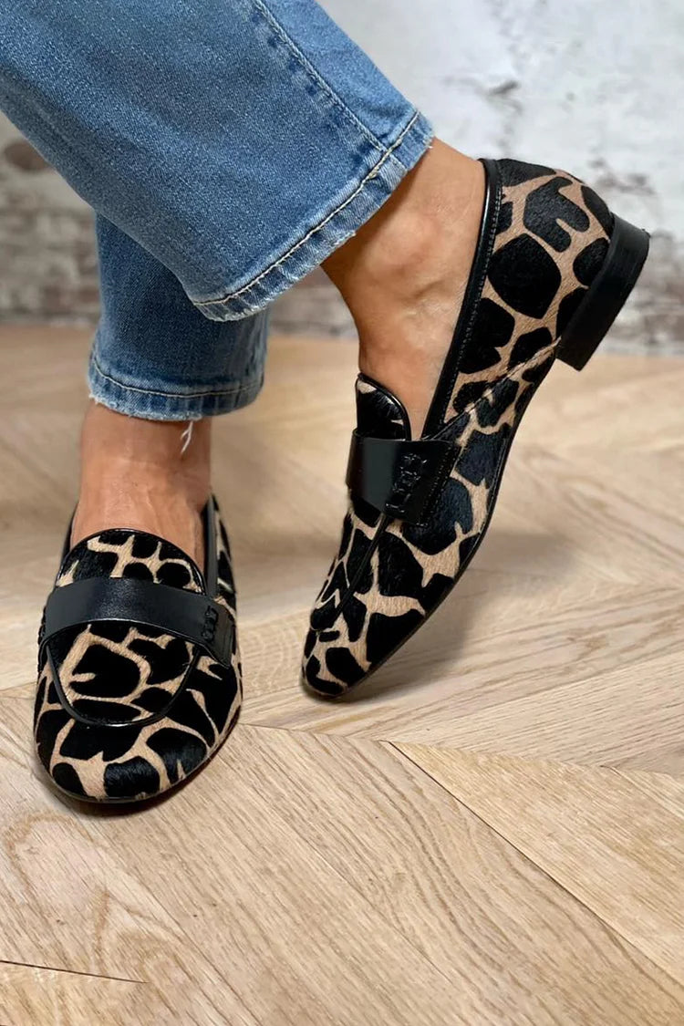 Briony | Animal Print Band Loafers, colour Black