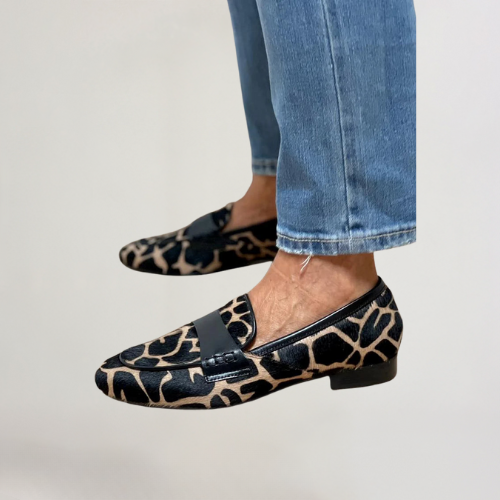 Briony | Animal Print Band Loafers, colour Black
