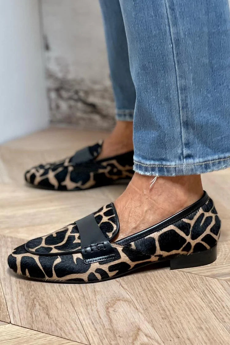 Briony | Animal Print Band Loafers, colour Black