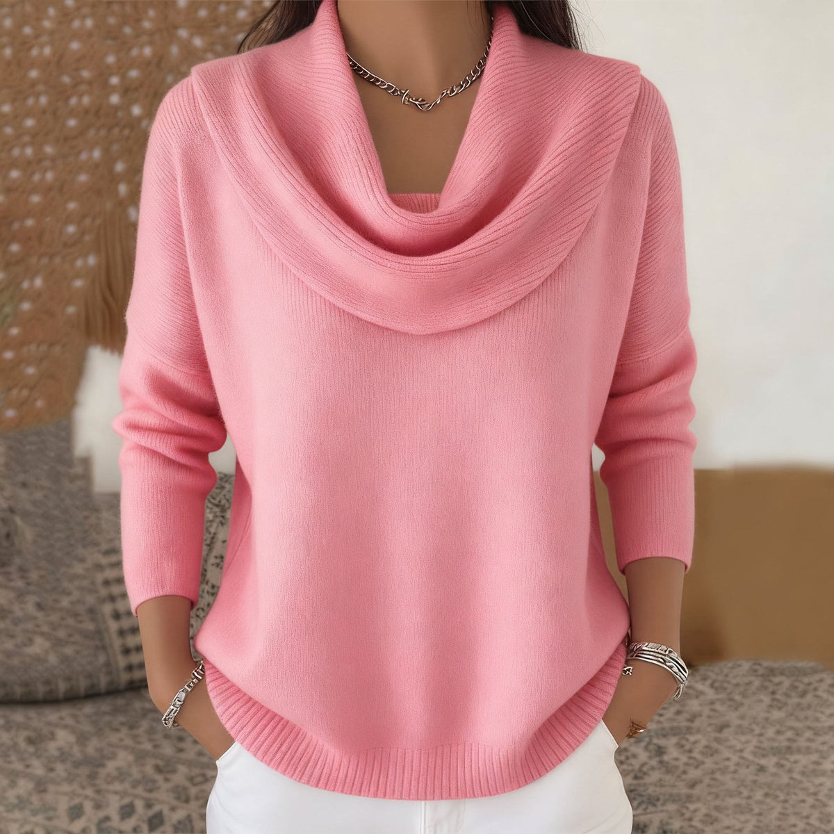 Bryony | Cowl Neck Jumper, colour Pink