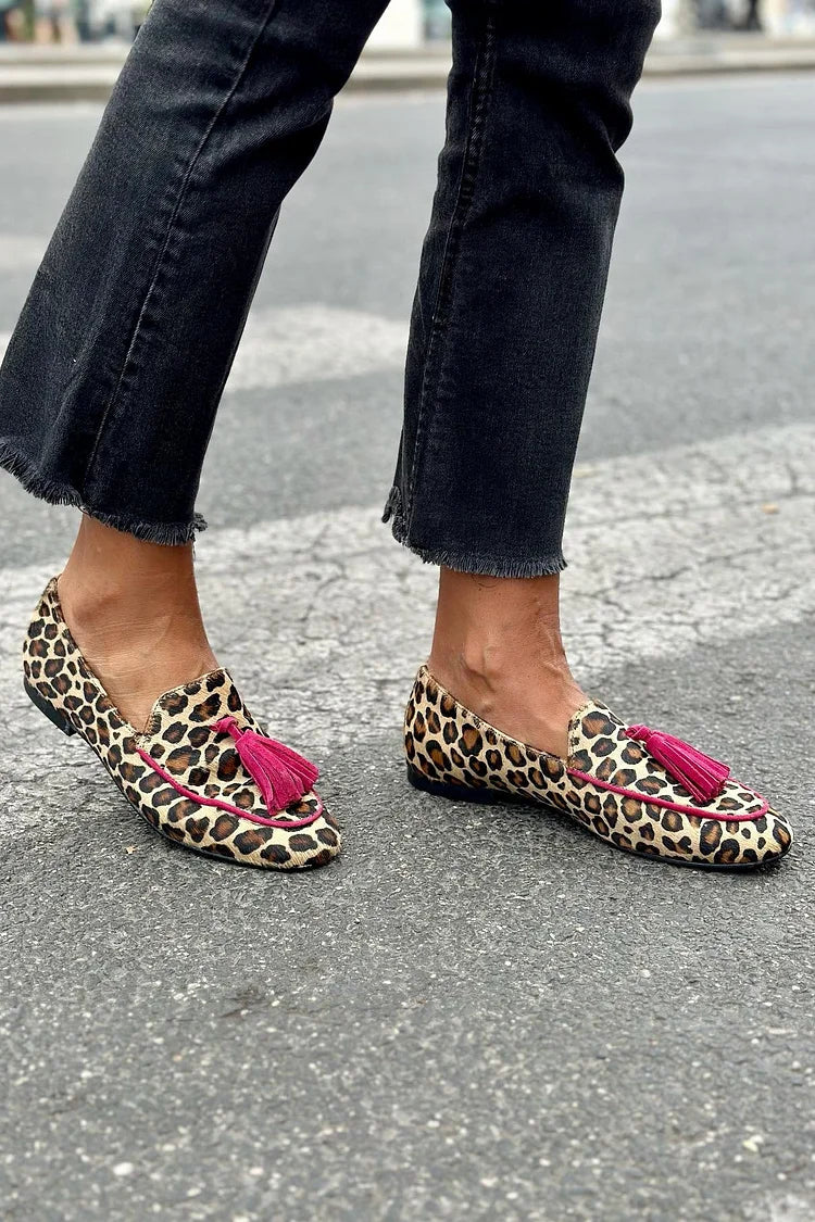 Carissa | Leopard Pink Tassel Loafers, colour Leopard
