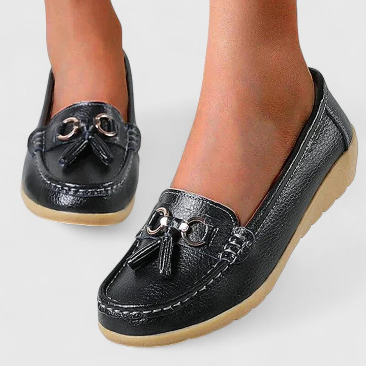 Carmen | Tassel Wedge Moccasins, colour Black