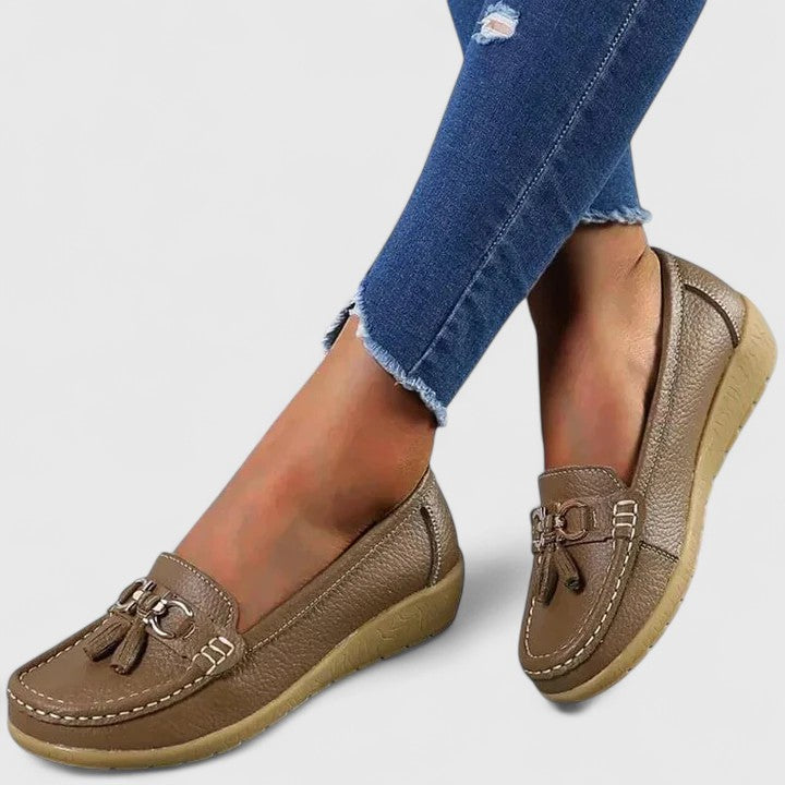 Carmen | Tassel Wedge Moccasins, colour Brown
