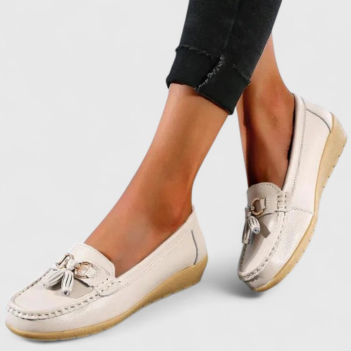 Carmen | Tassel Wedge Moccasins, colour Khaki