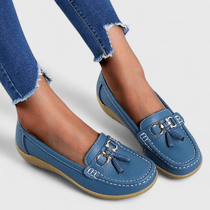 Carmen | Tassel Wedge Moccasins, colour Light Blue