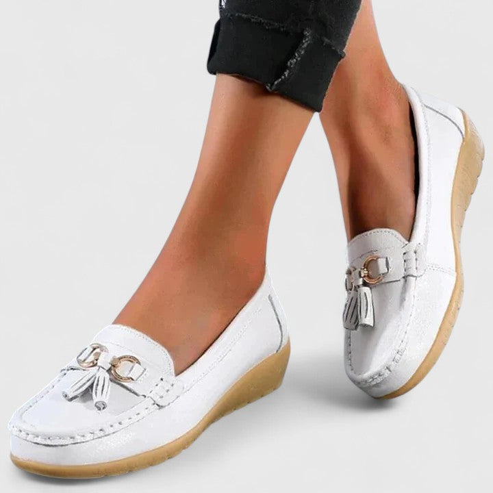 Carmen | Tassel Wedge Moccasins, colour White