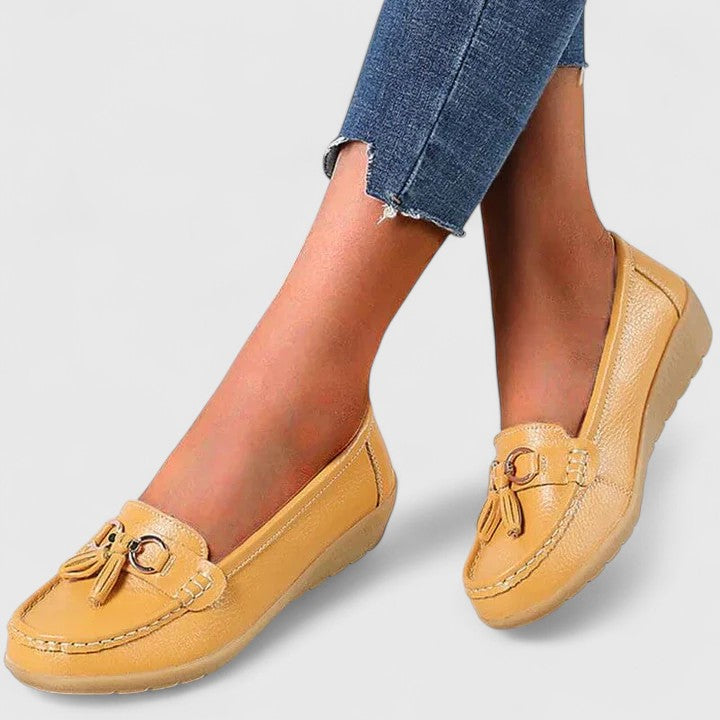 Carmen | Tassel Wedge Moccasins, colour Yellow