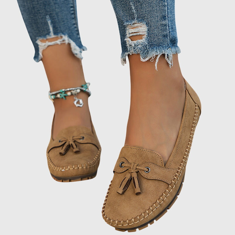 Chelsea | Suede-Look Tassel Moccasins, colour Brown