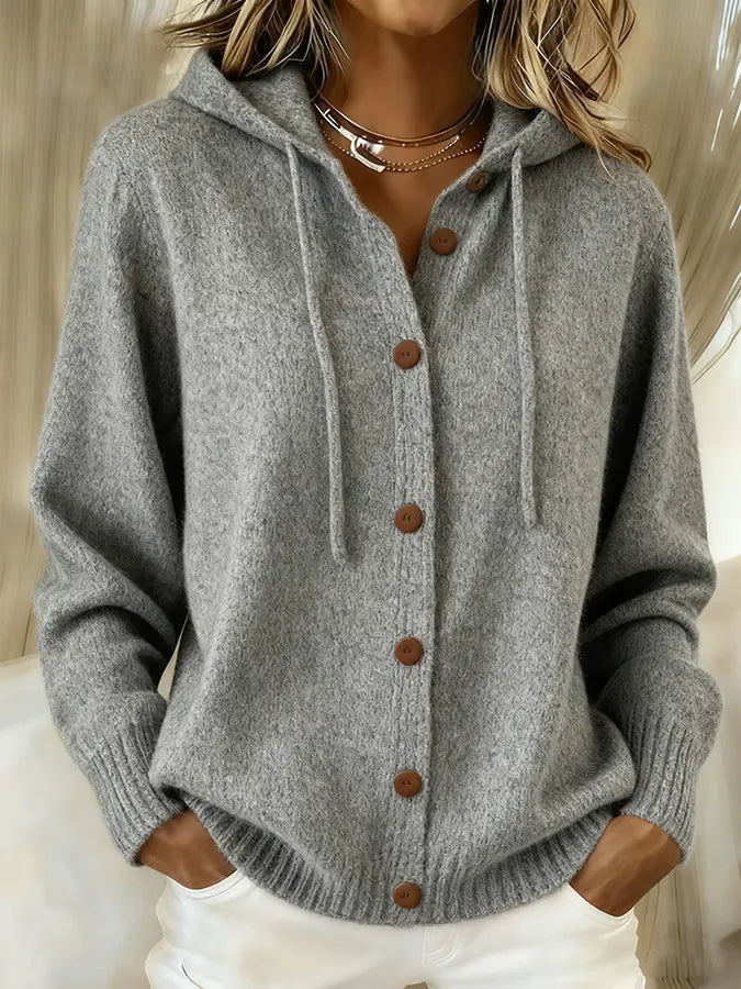 Cressida | Drawstring Hooded Cardigan, colour Grey