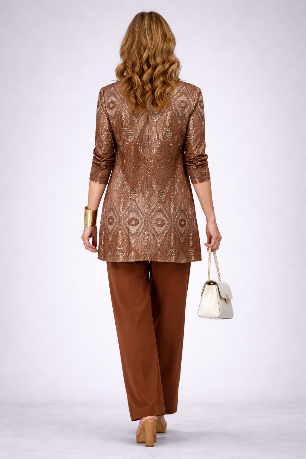 Delia | Rust Ornate Print Three-Piece Set, colour Rust