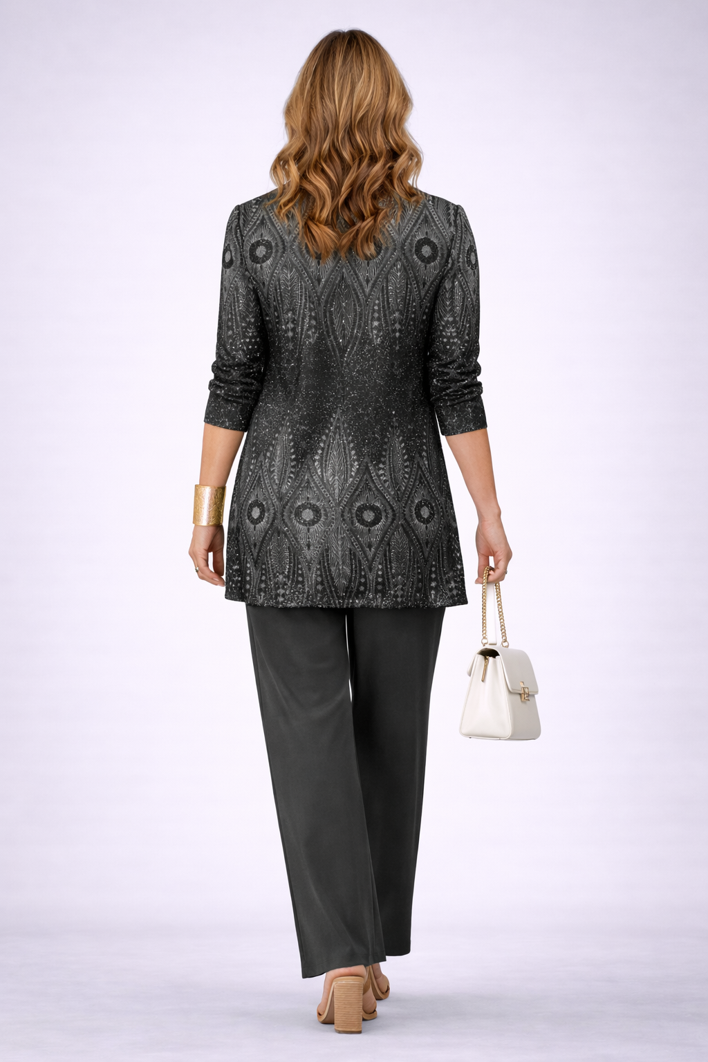 Effie | Black Ornate Print Three-Piece Set, colour Black