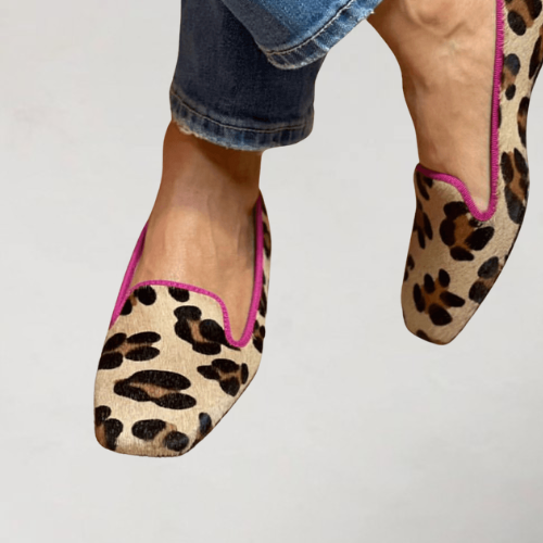 Marlene | Leopard Piped Slipper Loafers, colour Leopard