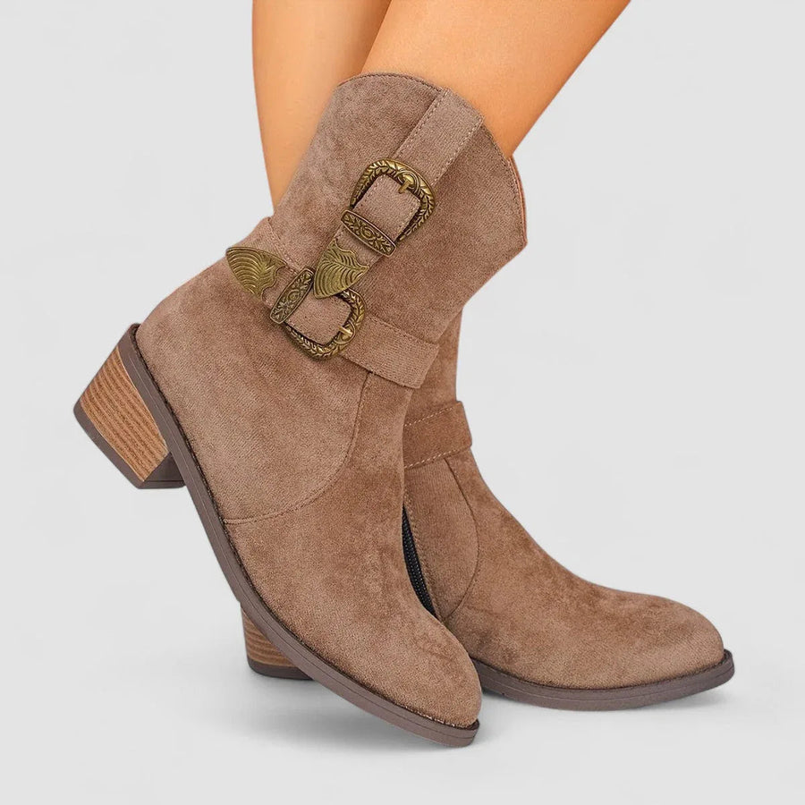 Fern | Double Buckle Western Ankle Boots