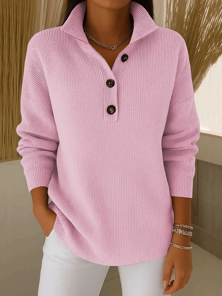 Ingrid | Ribbed Polo Jumper, colour Blush Pink