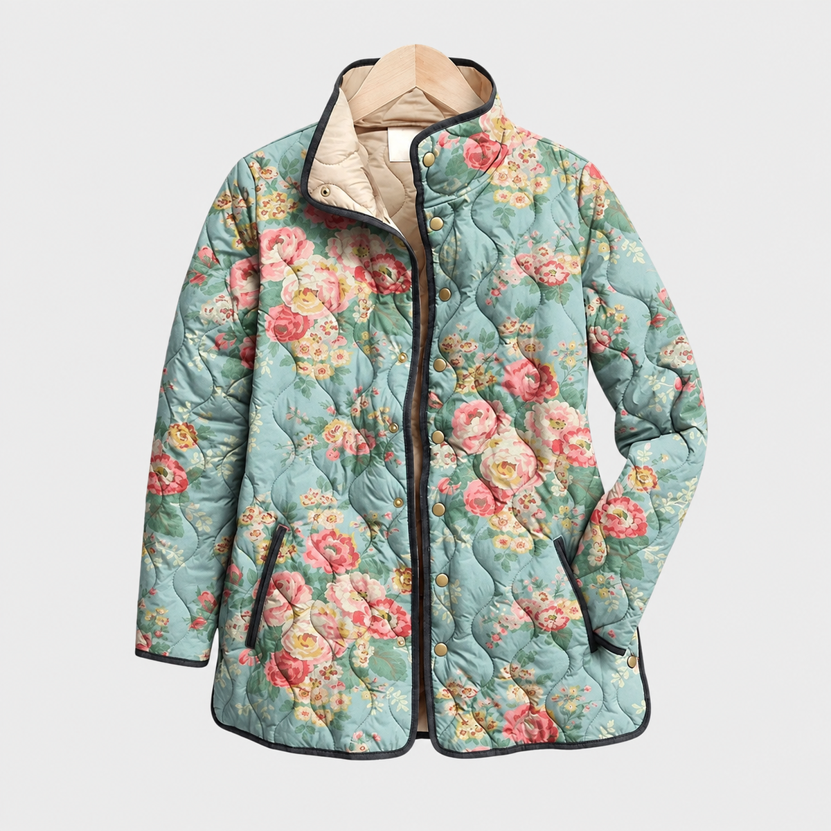 Frances | Celadon Peony Quilted Jacket, colour Celadon