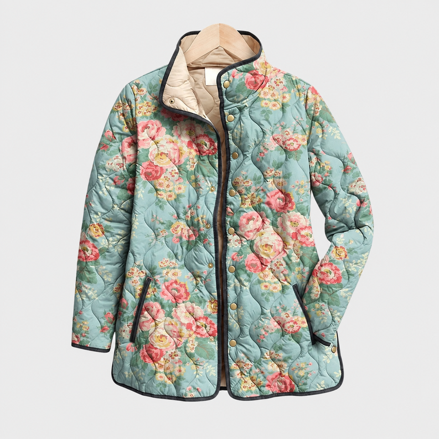 Frances | Celadon Peony Quilted Jacket