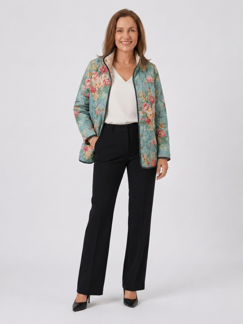 Frances | Celadon Peony Quilted Jacket, colour Celadon
