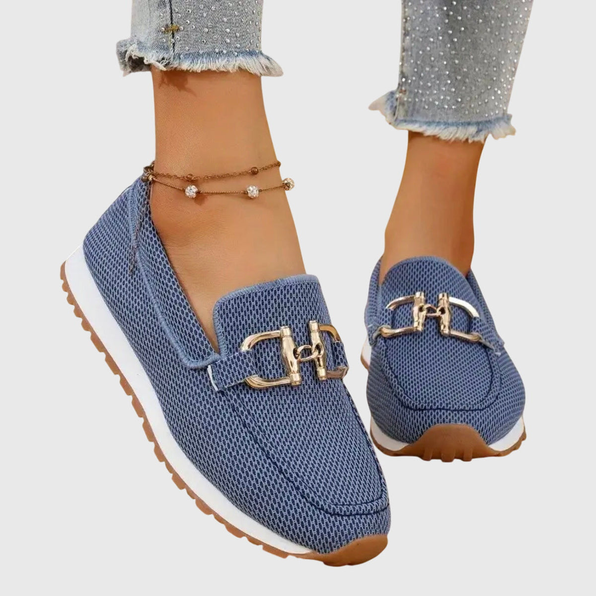 Gemma | Knit Buckle Loafer Trainers, colour Blue