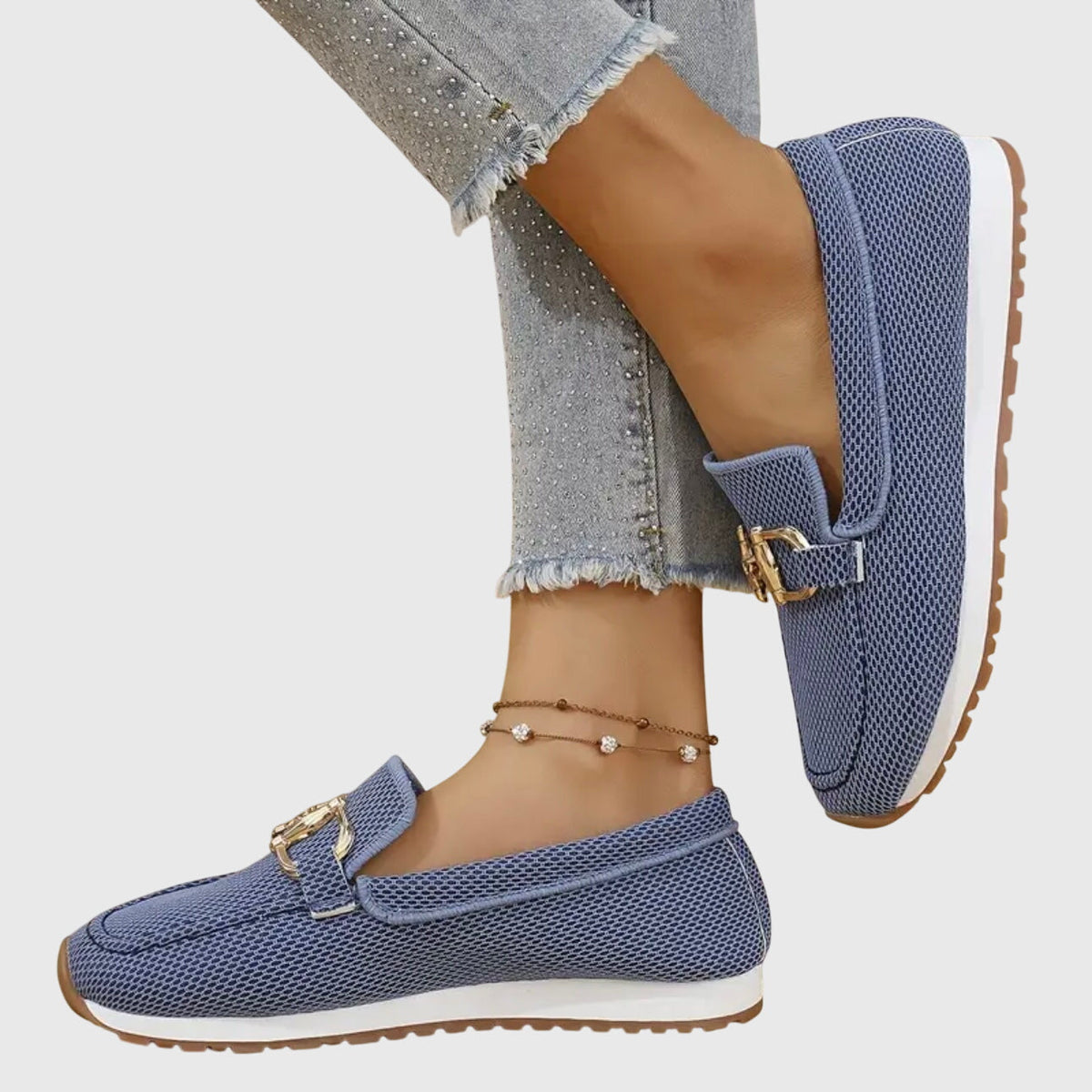 Gemma | Knit Buckle Loafer Trainers, colour Blue