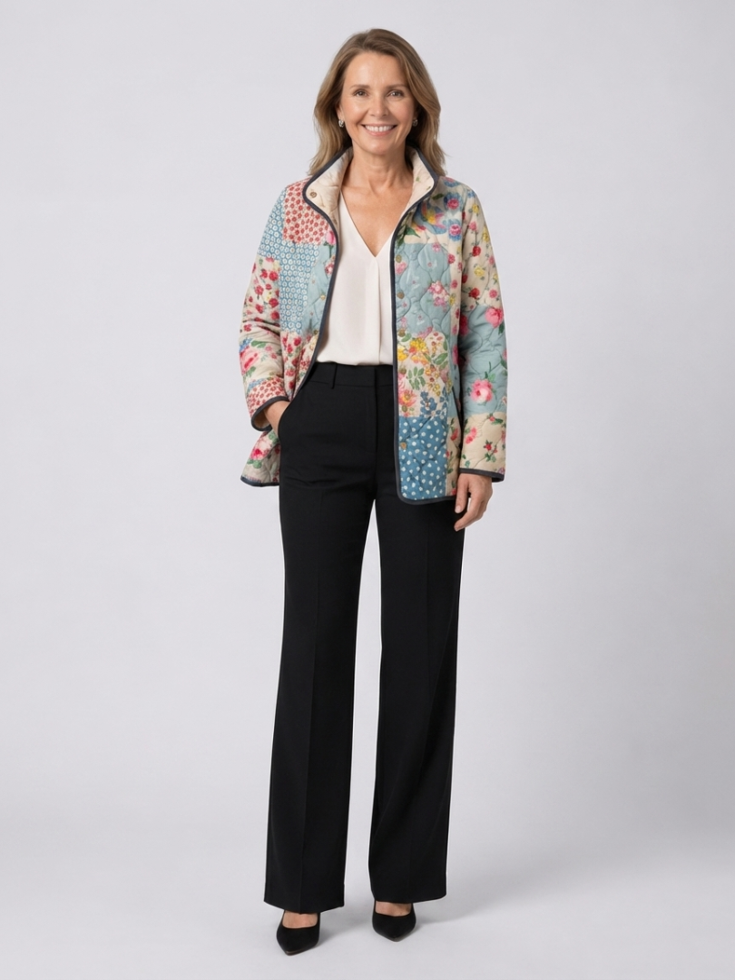 Henrietta | Pastel Patchwork Quilted Jacket, colour Powder Blue