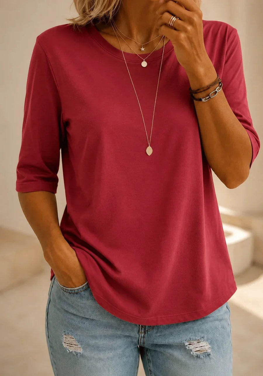 Gertrude | Berry Red Round Neck Tee