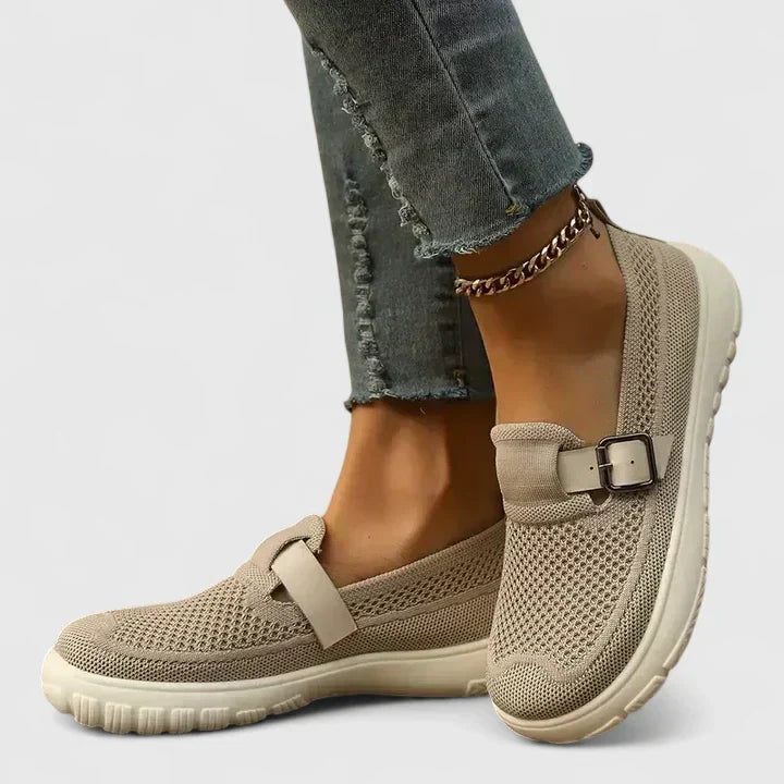 Graciel | Knit Strap Comfort Loafers, colour Beige